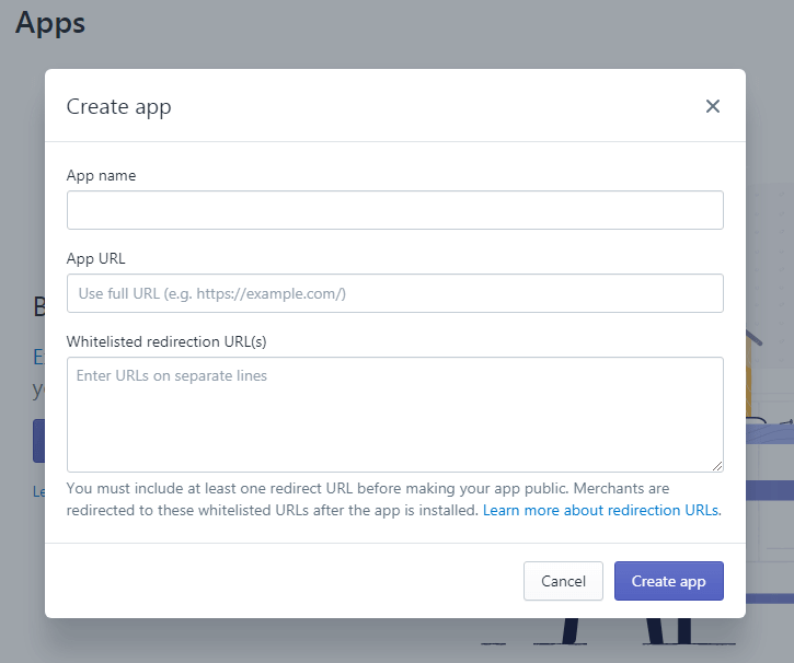 create Shopify app