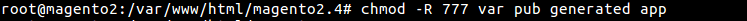 28 chmod -R 777 var pub generated app