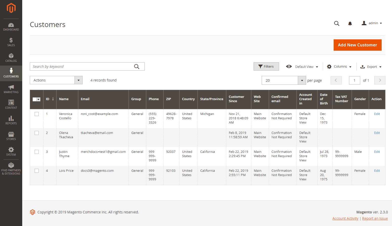 magento account management