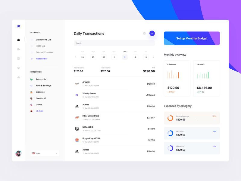 personal budgeting app dashboard desktop
