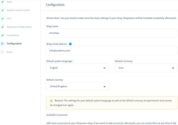 redirected to the Shopware dashboard