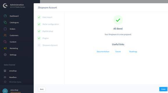 Shopware welcome page