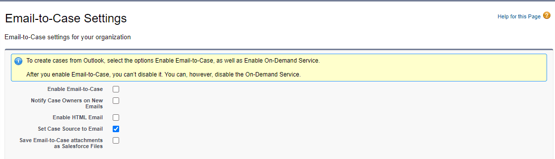 Email-to-Case settings