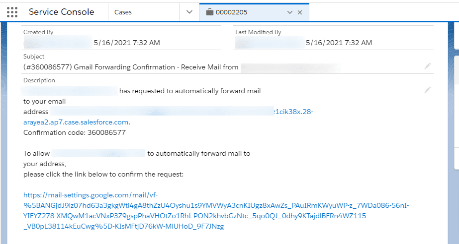 confirmation code