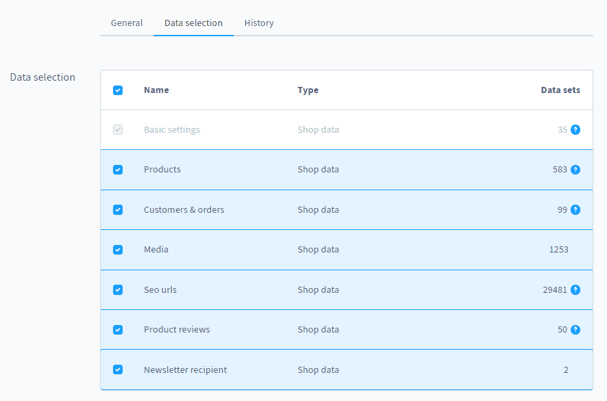 data selection