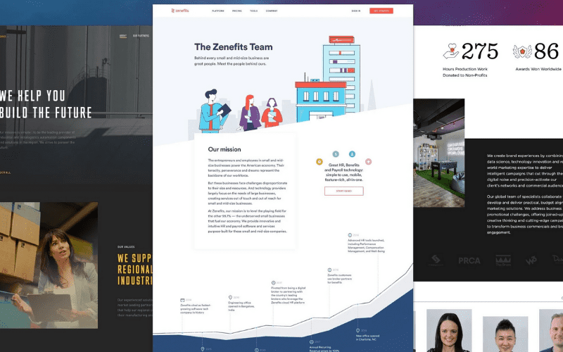 About Us Pages with The Brand Story