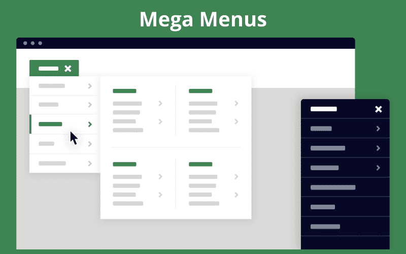 mega menus of ecommerce store