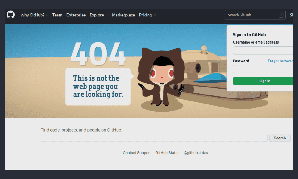 Github 404 page