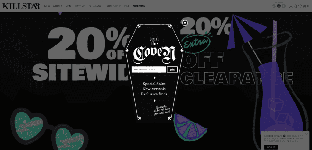 Creepy cool email capture (KILLSTAR)