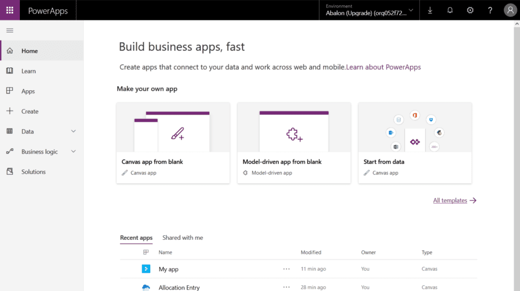 power apps website