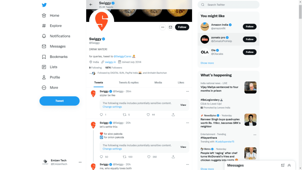 swiggy twitter profile
