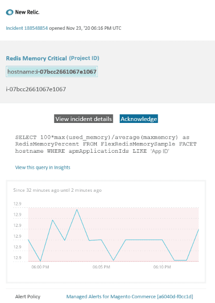Redis memory warning alert