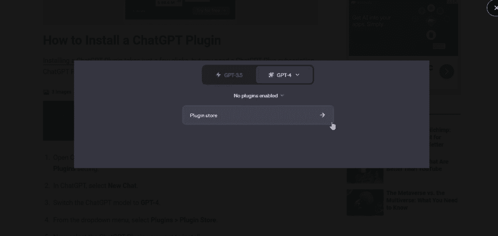 ChatGPT plugin setup