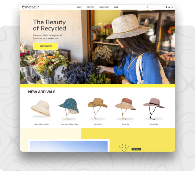 Sunday AfternoonsDeveloped by Emizentech, Sunday Afternoons is a fashion eCommerce store that allows shopping for all genders' hat collections for running, hiking, gardening, fishing, beach, travel, etc.