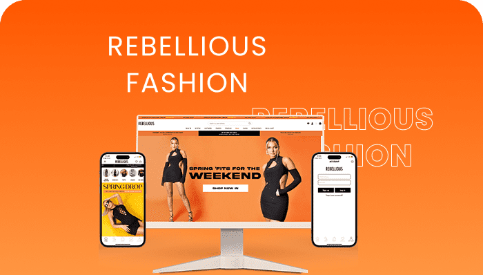 Rebellious Fashion Rebellious Fashion build with Shopify, It is an marketplaces for women worldwide to meet their overall fashion needs. With an E-commerce website and mobile app.