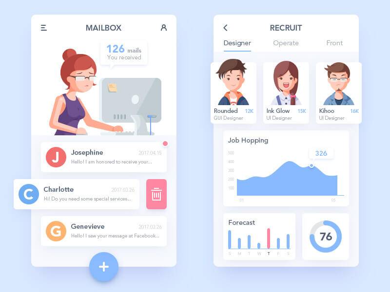 recruiter panel in job search app