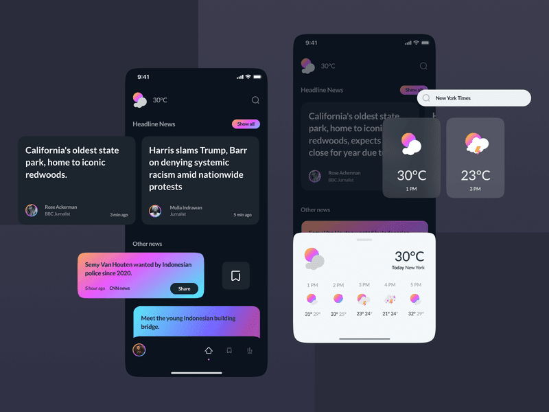 news app feed ui