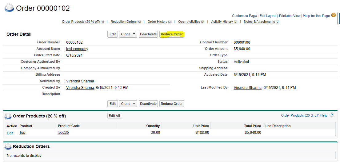 order tab