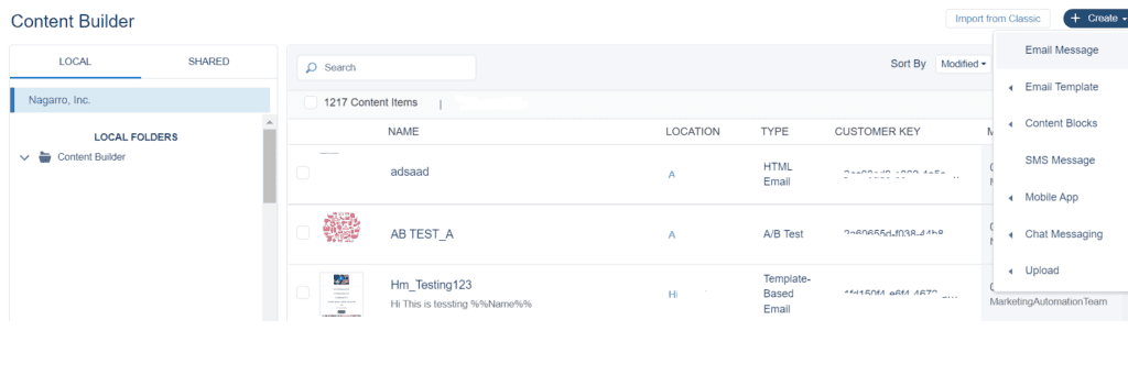 Salesforce Marketing Cloud Content Builder