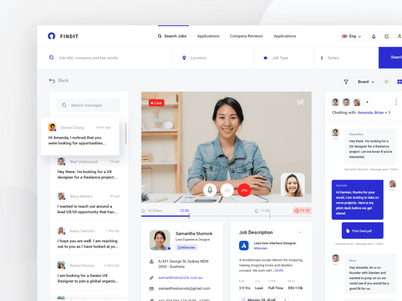 job interview via video call in job search app